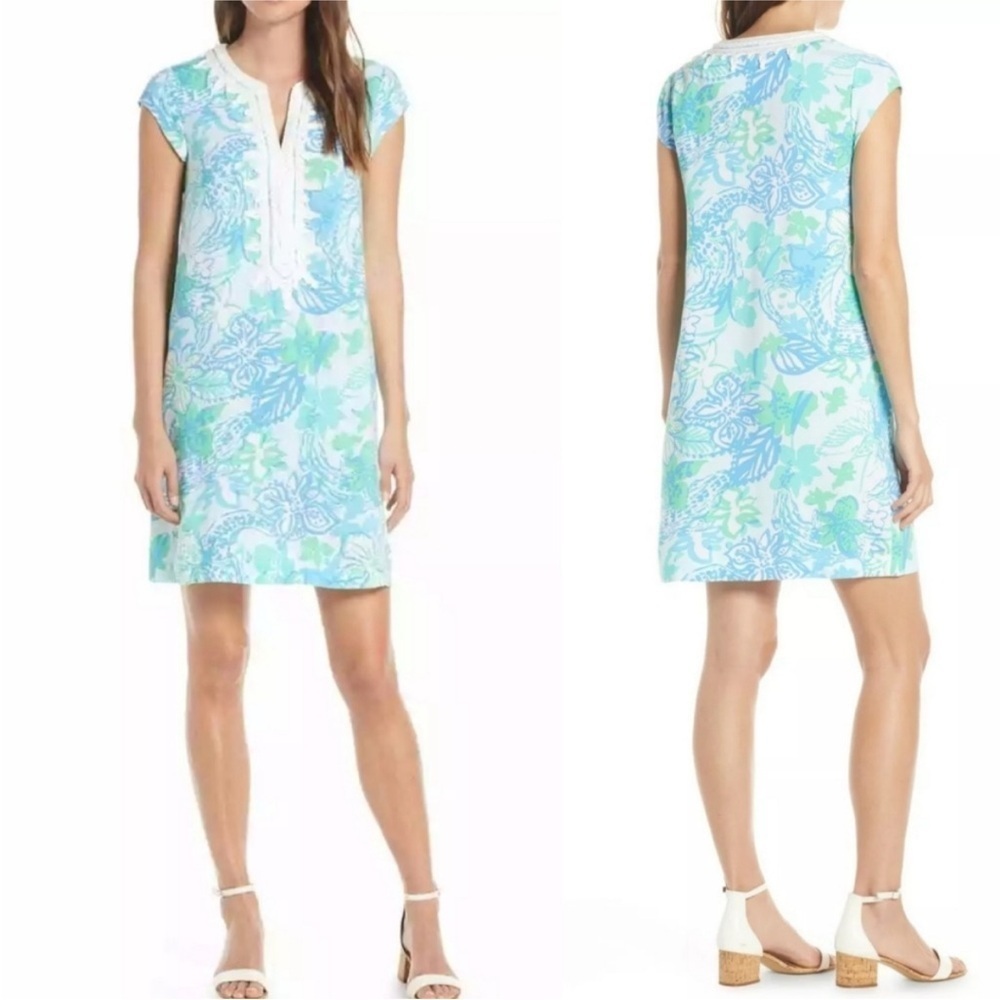 Lilly Pulitzer | NWT Whisper Blue Madia Boom Croc A Locca Tunic Dress M - Picture 7 of 8